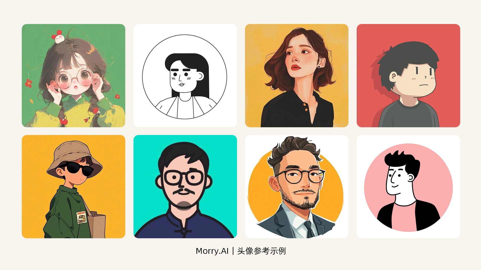 原帖的八张头像参考示例