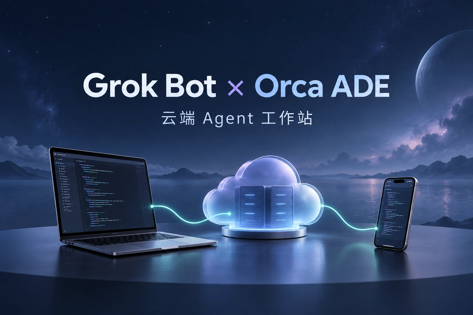 Grok Bot 与 Orca ADE 云端 Agent 工作站：电脑、云端与手机协同